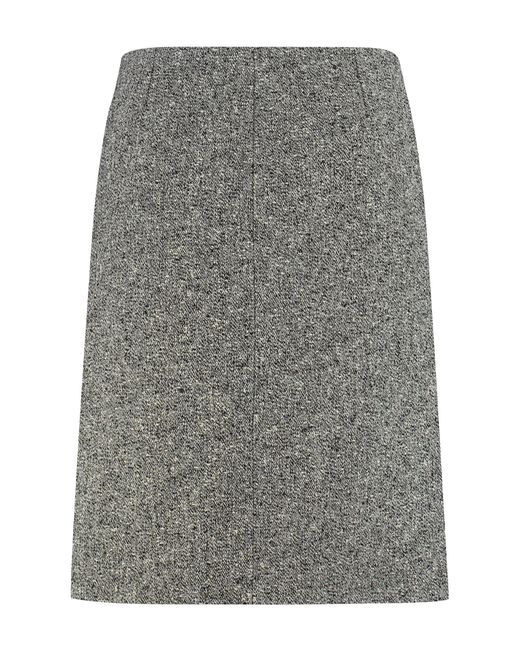 Gucci Gray Gonna Mouliné In Wool And Cotton