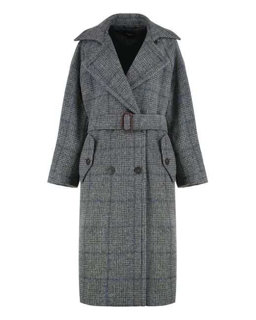 Weekend by Maxmara Gray Long Wool Tweed Coat