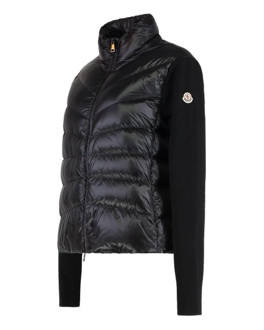 Moncler Black Cardigan With Padded Panels