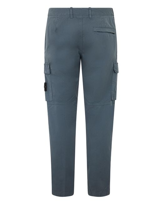 Stone Island Blue Pants With Pockets for men