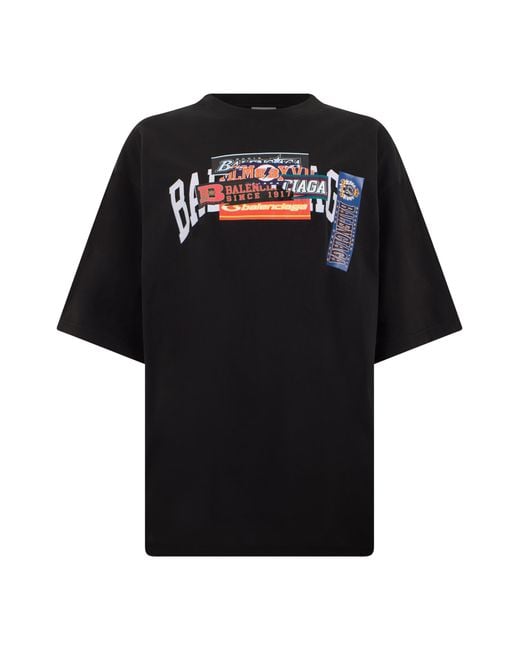 Balenciaga Black Cotton T-Shirt With Print for men
