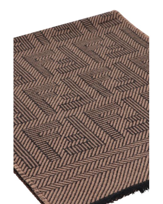 Fendi Brown Wool And Silk Scarf for men