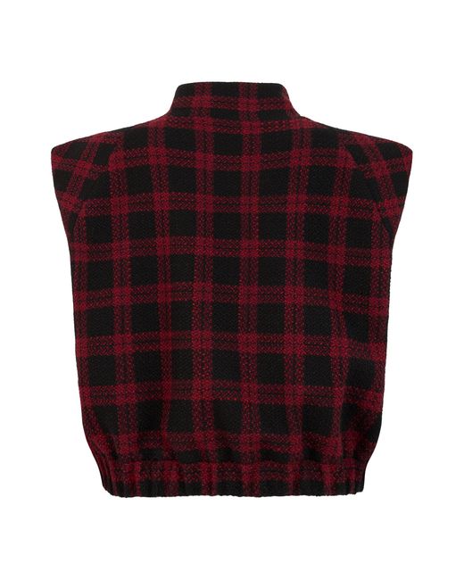 Pinko Checkered Design High-Collar Sleeveless Vest