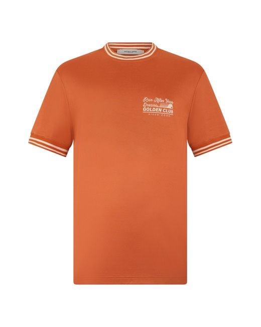 Golden Goose Deluxe Brand Orange T-Shirt Piqué Viscose T-Shirts for men