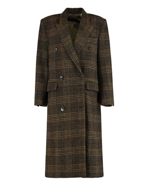 Isabel Marant Green Lexana Double-Breasted Virgin Wool Coat