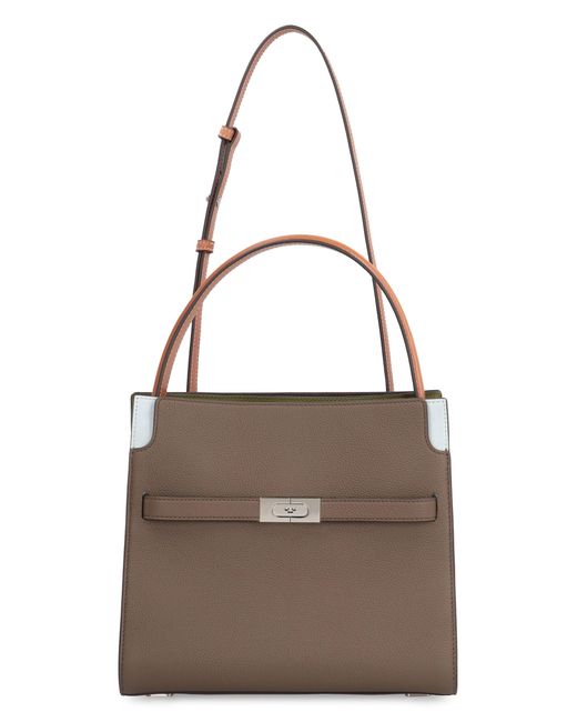 Tory Burch Brown Double Lee Radziwill Leather Handbag