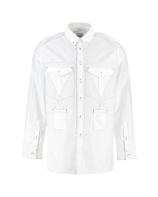 Burberry Buttondown Collar Cotton Shirt in White for Men Lyst