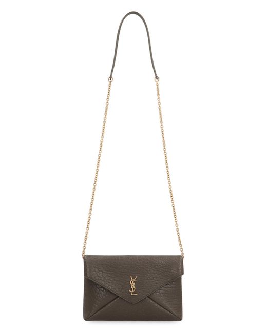 Saint Laurent Gray Cassandre Leather Clutch