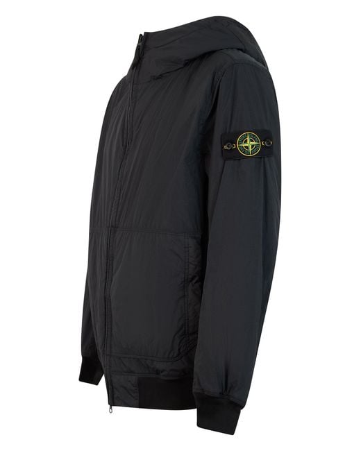 Stone Island Black Jacket With Hood And Zip for men