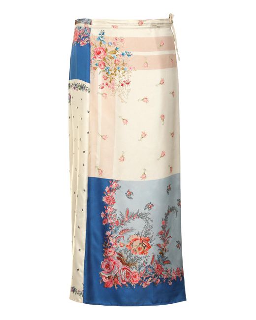 Weekend by Maxmara White Peggi Printed Silk Skirt