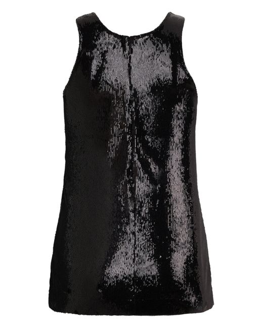 Totême Black Tank Top With Paillettes
