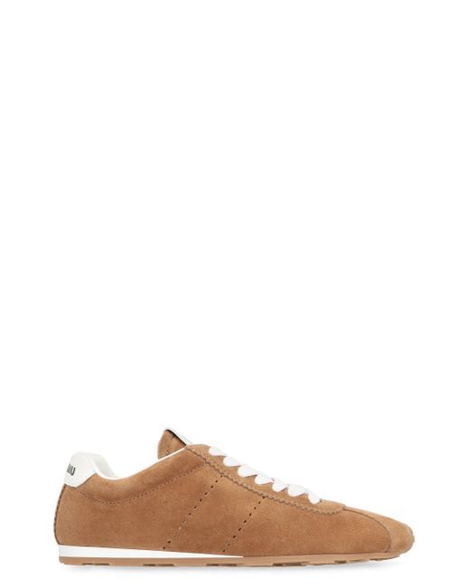 Sneakers Plume in pelle scamosciata di Miu Miu in Brown