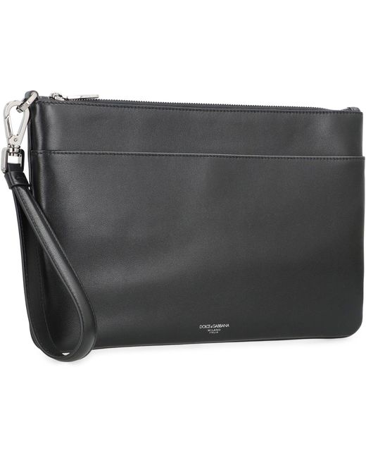 Dolce & Gabbana Gray Leather Clutch for men