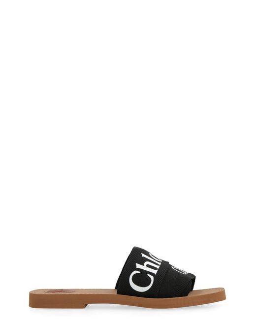 Chloé Black Woody Fabric Mules