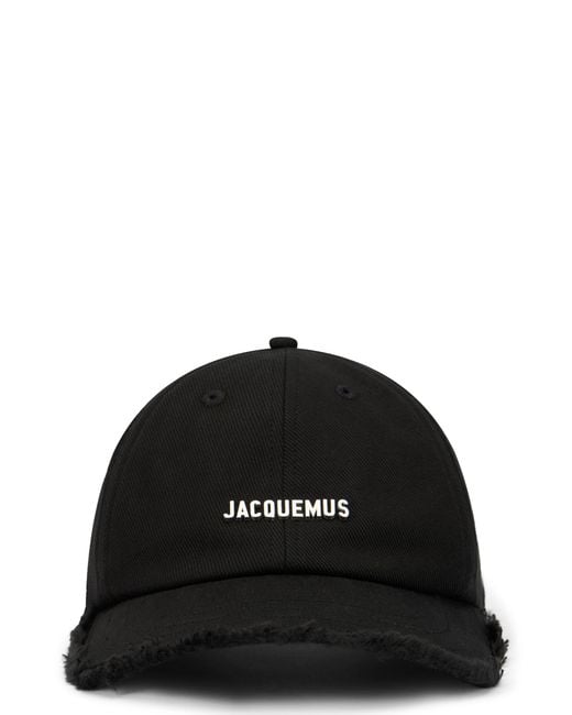 Jacquemus Black Cotton Hat With Logo for men