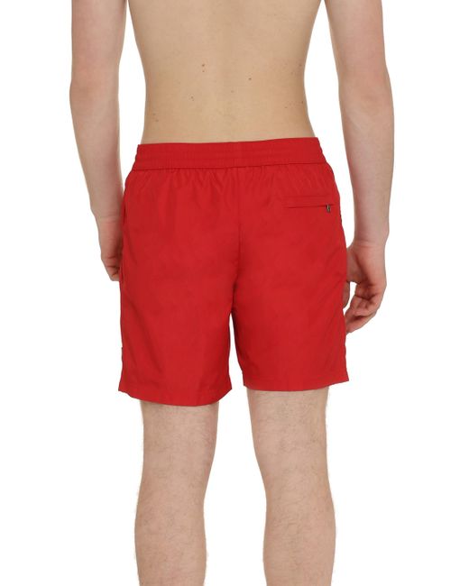 Shorts da mare in nylon di Dolce & Gabbana in Red da Uomo