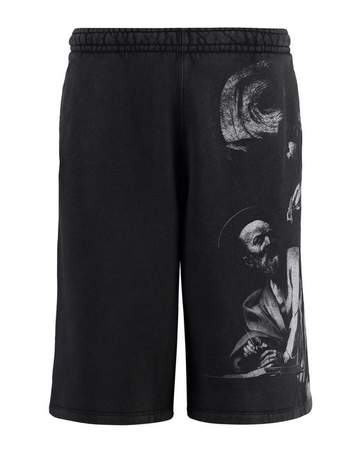 Off-White c/o Virgil Abloh Black Printed Sweatshorts for men