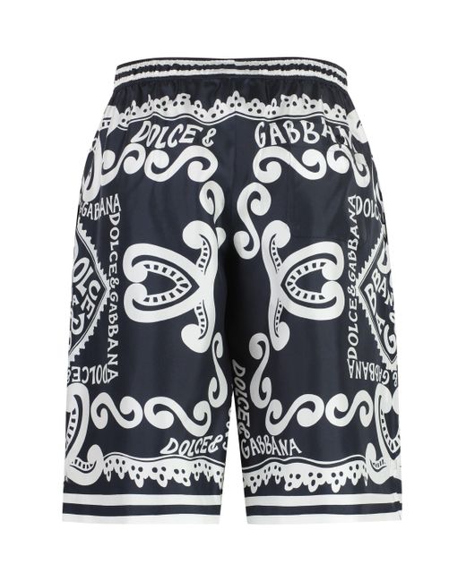 Dolce & Gabbana Blue Printed Bermuda Shorts for men