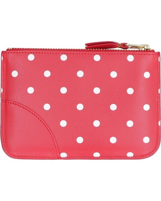 Comme des Garçons Red Logo Detail Flat Leather Pouch