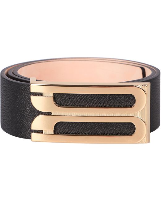Victoria Beckham Gray Jumbo Frame Leather Belt