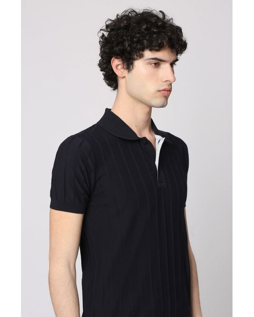 Paul & Shark Black Knitted Cotton Polo Shirt for men