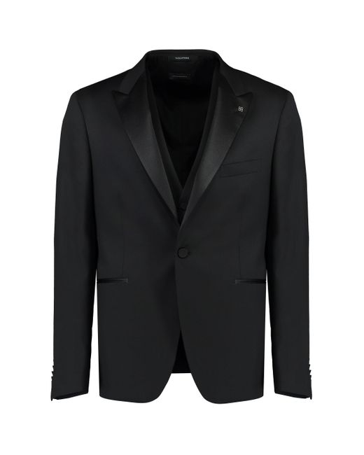Tagliatore Black Wool Vest for men