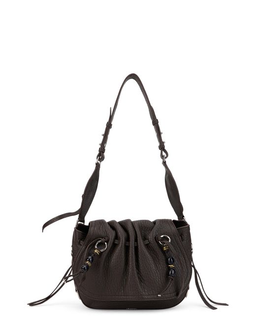 Isabel Marant Black Leather Shoulder Bag With Cord Closure And Long Handle 26 X 24 X 15 Cm