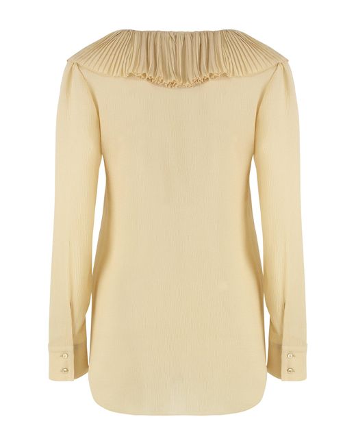 Saint Laurent Natural Crêpe-Silk Blouse