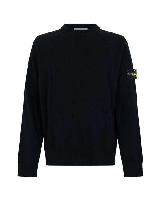 Stone Island Black Crew Neck Sweater for men