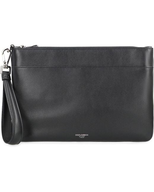 Dolce & Gabbana Gray Leather Clutch for men