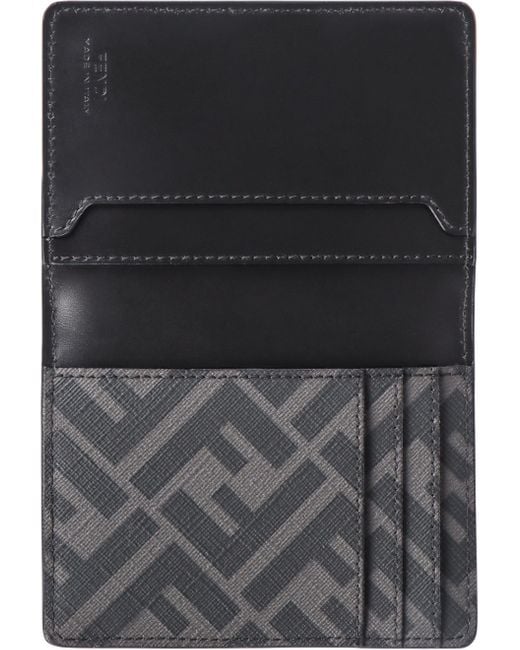 Fendi Black Squared Ff Leather Card Holder for men