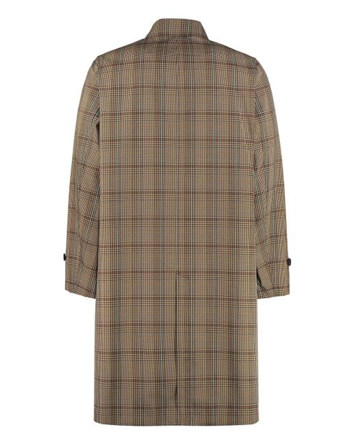 Helmut Lang Synthetic Checked Car Coat in Beige (Natural) for Men - Lyst