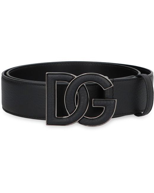 Dolce & Gabbana Black Calf Leather Belt With Buckle for men