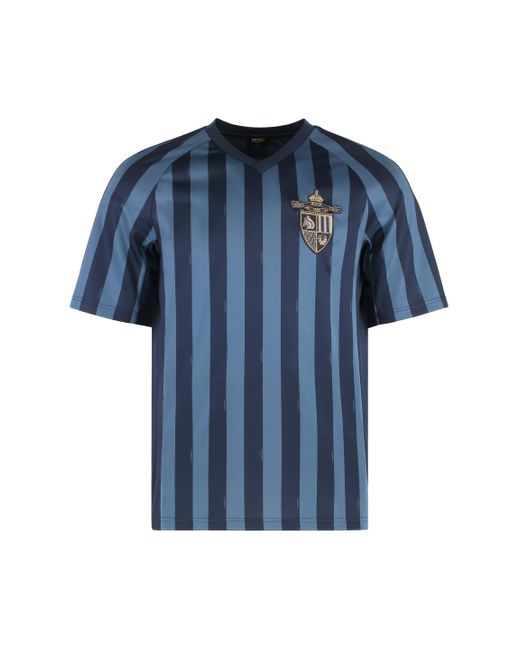 Fendi Blue Techno Fabric T-Shirt for men