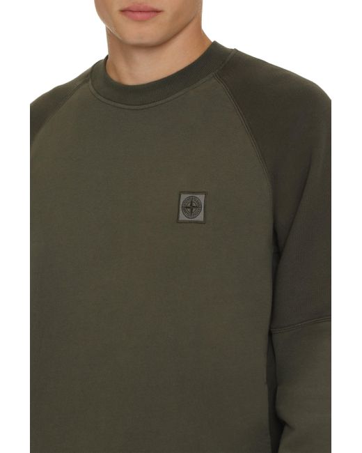 Stone Island Green Cotton Crew-neck Sweatshirt for men