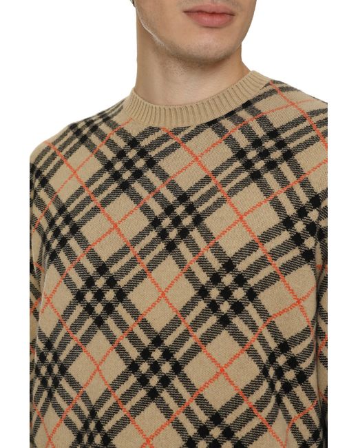 Burberry Natural Crew-Neck Cashmere Sweater for men