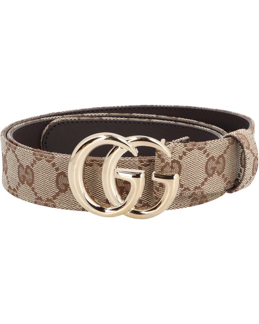 Cintura con fibbia GG Marmont di Gucci in Natural