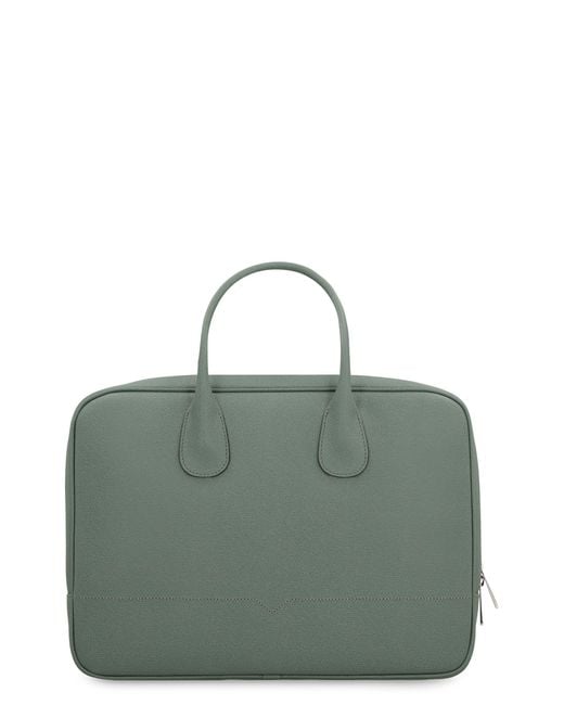 Valextra Green My Logo Leather Briefcase for men