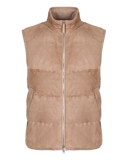 Zegna Brown Full Zip Down Vest for men