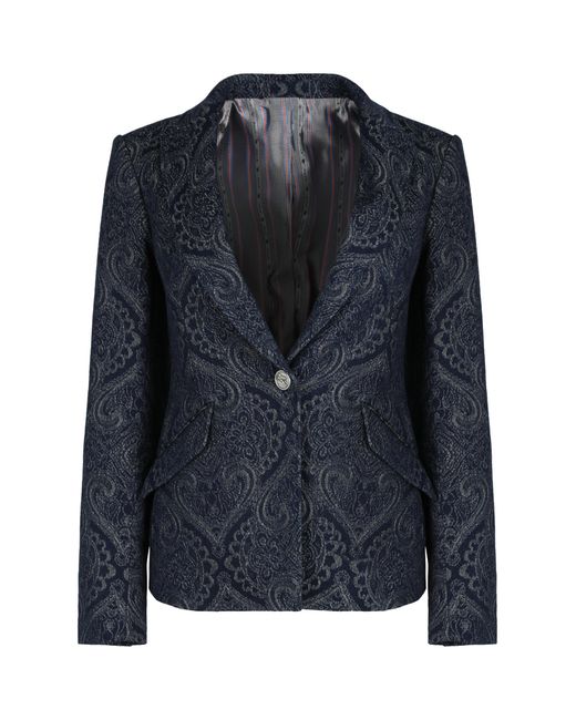 Etro Blue Denim Jacquard Jacket