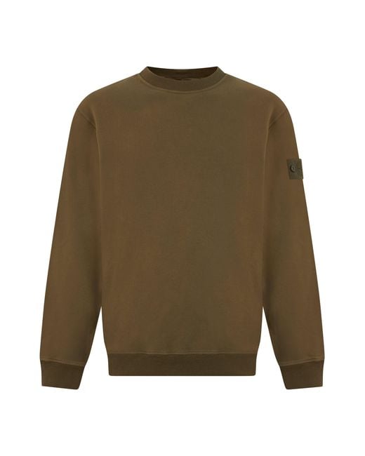 Stone Island Green Sweatshirt With Crew Neck for men
