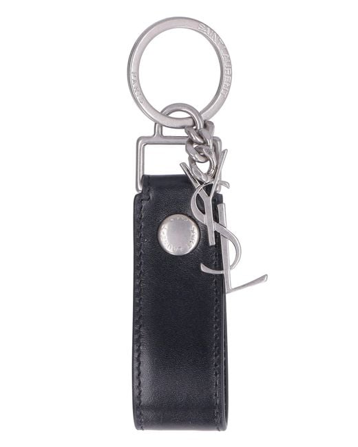 Saint Laurent Blue Leather Keychain With Logo for men