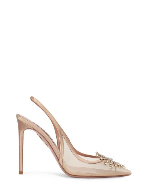 Aquazzura White Slingback Crystal Firework 105