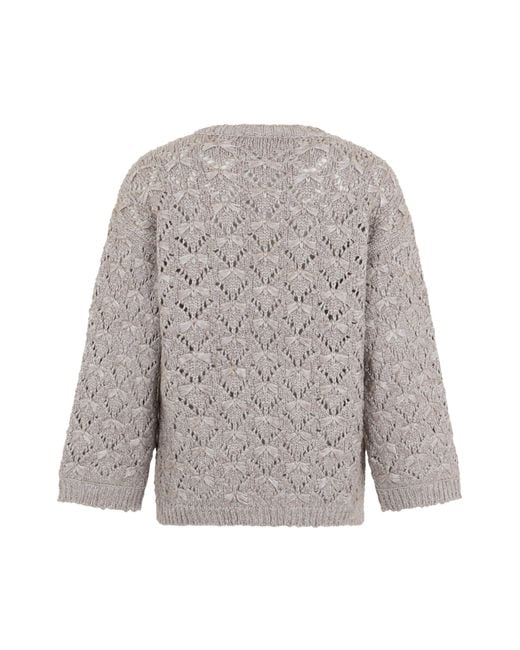 Fabiana Filippi Gray Modern Crew Neck Sweater With Wide Collar