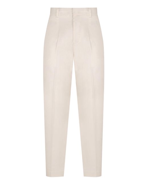 Emporio Armani White Cotton Twill Chino Trousers for men