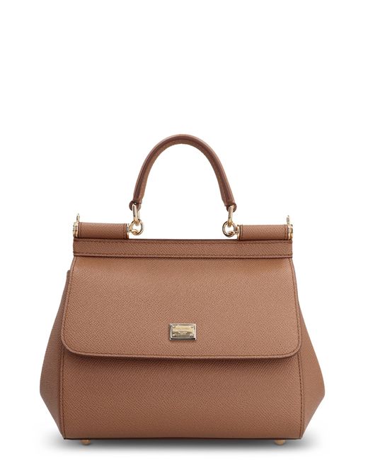 Dolce & Gabbana Brown Sicily Media Leather Handbag