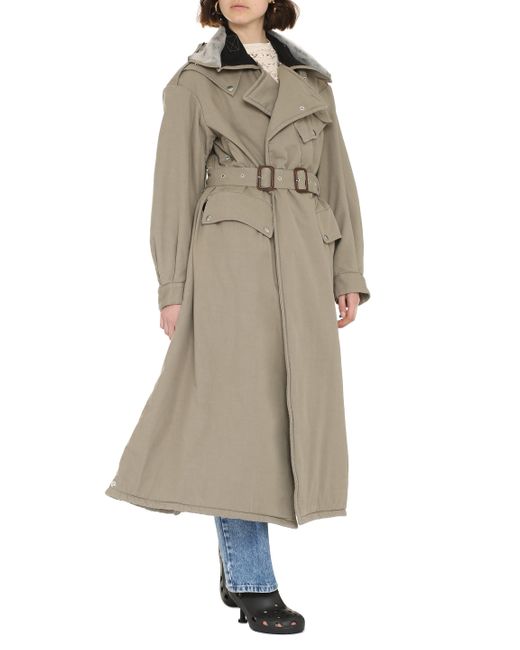 Maison Margiela Oversize Cotton Gabardine Trench Coat in Beige Natural Womens Clothing Coats Raincoats and trench coats 