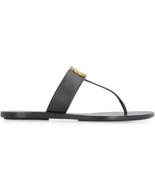 Gucci Marmont Leather Thong Sandal in Black - Save 27% - Lyst