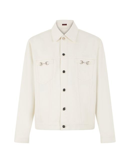 Gucci White Denim Jacket With Clamps for men