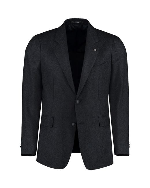 Tagliatore Black Single-Breasted Two-Button Jacket for men